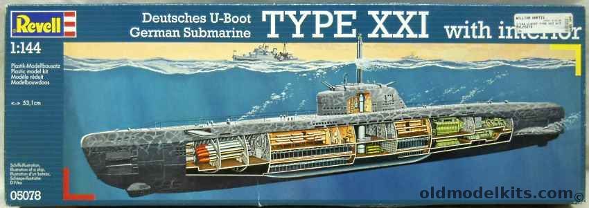 Revell 1/144 Type XXI U2540 (U-boat) - Submarine with Full Interior, 05078 plastic model kit